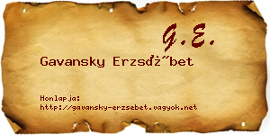 Gavansky Erzsébet névjegykártya
